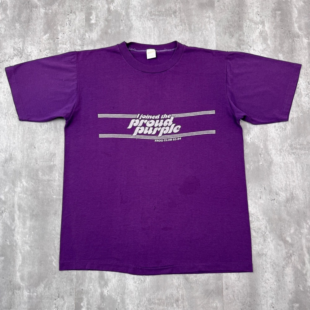Vintage I Joined The Proud‎ Purple Frog Club T-Shirt Mens L Thin Single Stitch